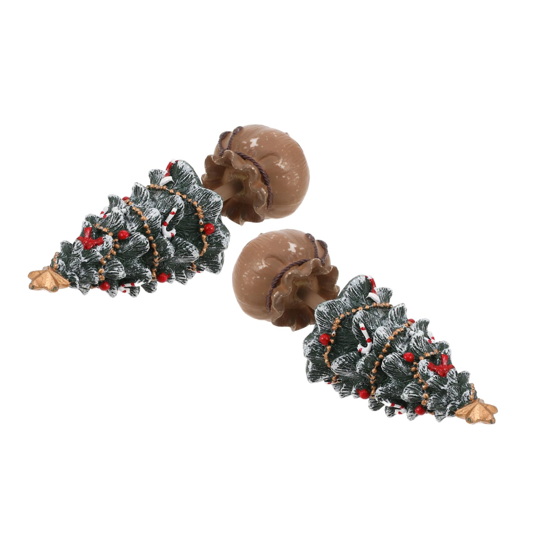 2 Pezzi Mini Natale Resinati per Decorazioni Natalizie Compatte per Scrivania Mensola e Angoli Statue Festive Verdi e Ufficio