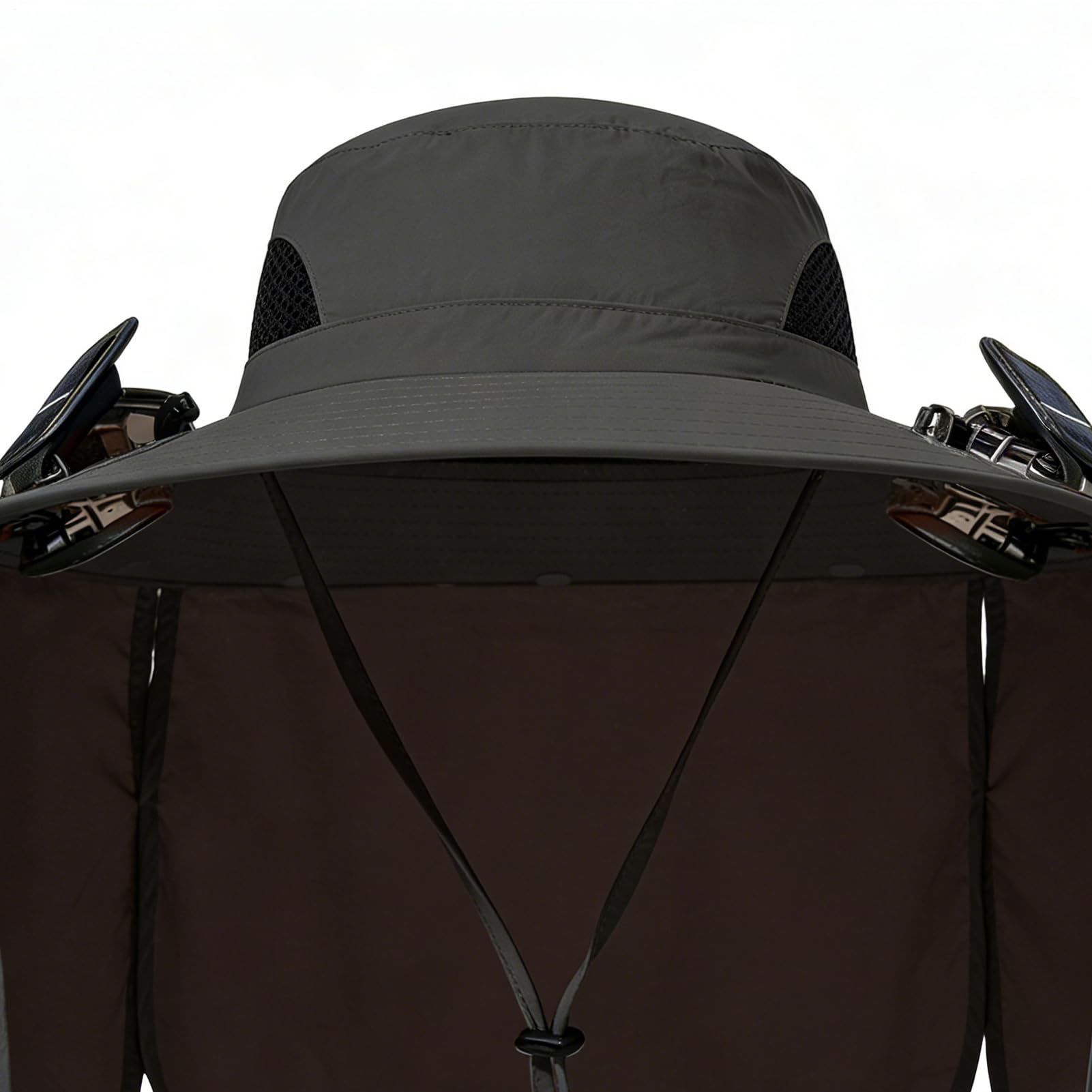 Sombrero para el sol con ventilador, gorro de enfriamiento plegable con ala ancha, 21,65 pulgadas | Sombrero de ventilador solar para hombre y mujer, protección UV, gorro transpirable para exterior