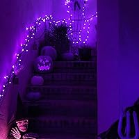 Vista 4 de JMEXSUSS Luces solares de Halloween moradas (cadena de luces solares y luces de hadas solares)