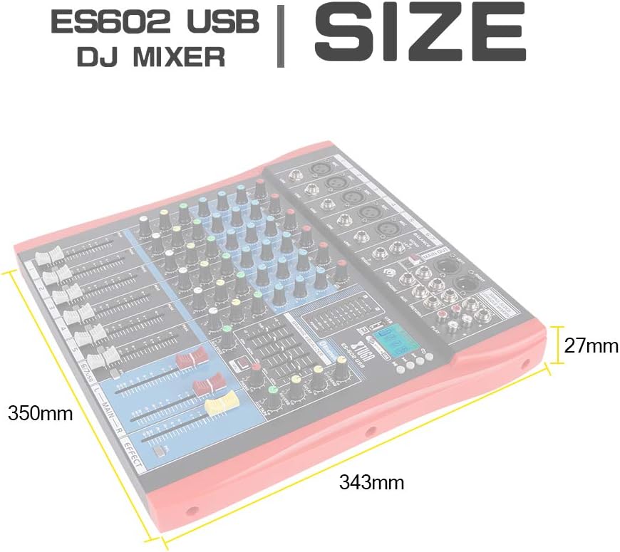XTUGA ES602 Mixer Dimensions