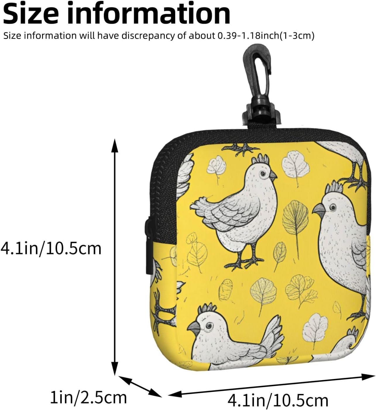 Yellow Chicken Print Versatile Square Storage Bag Travel Organizer Pouch Toiletry Home Office Gift image 3