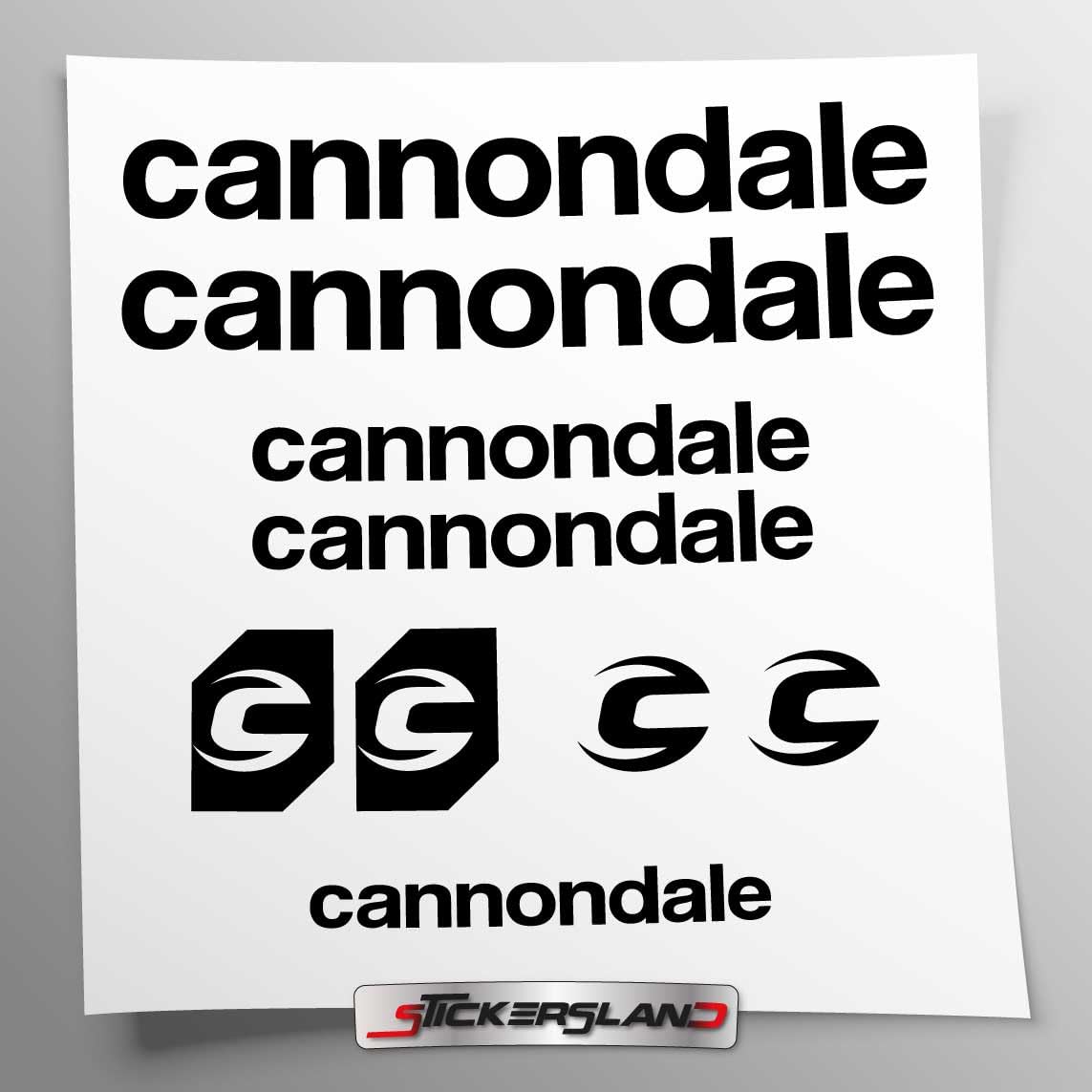 Kit adesivi compatibile con telaio MTB Mountainbike e casco | decals sticker Decalcomanie bici scritte loghi | Stickersland® - Cannondal (Nero Opaco)