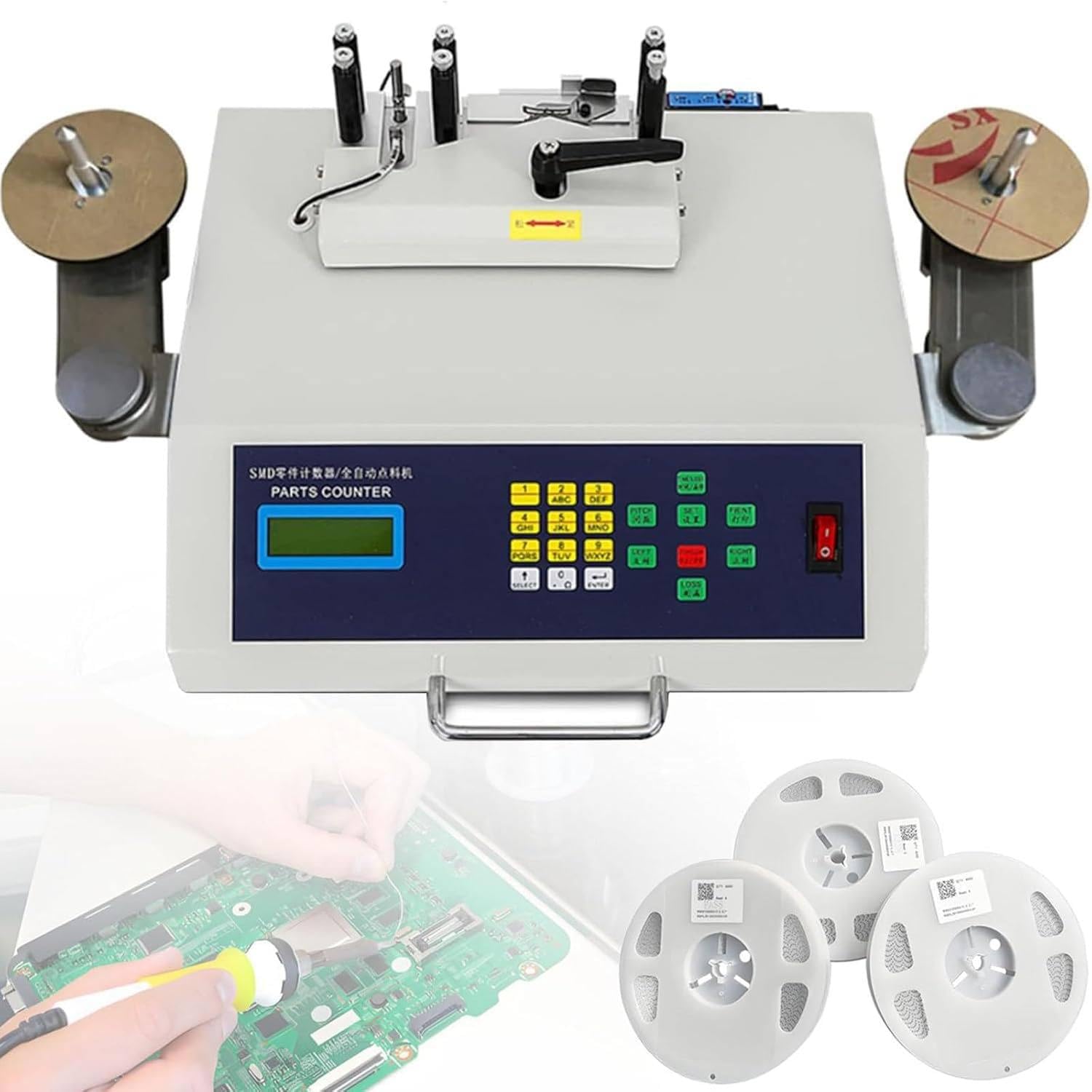JozyJul High Sensitivity SMT Component Meter Automatic 50W SMT SMD Component Meter with LCD Display,Multi-level Speed Regulation,for Any Size Conveyor Belt