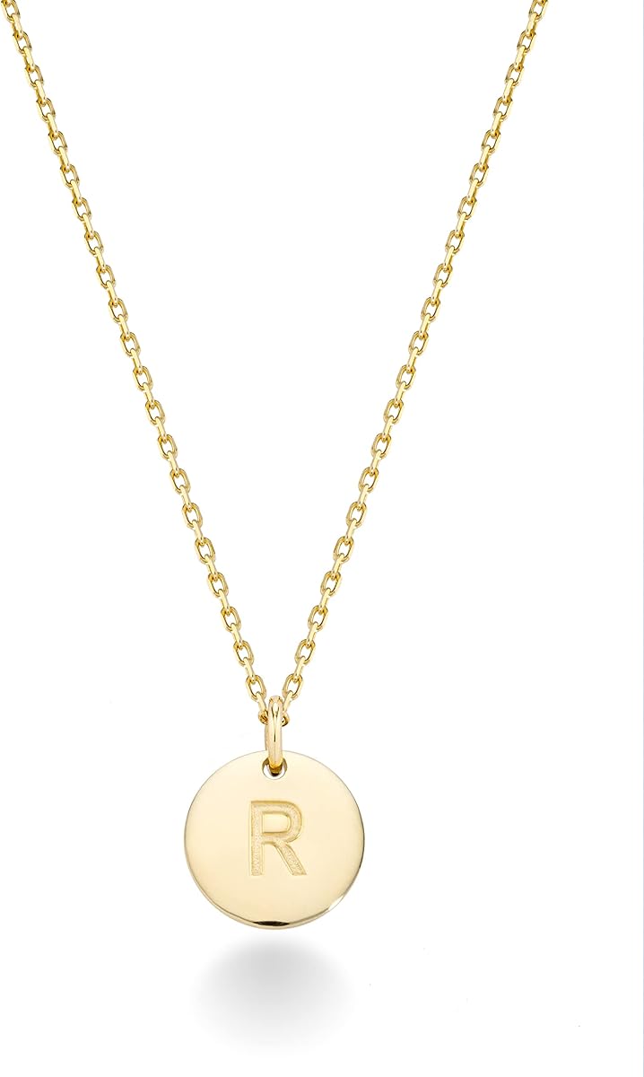 Miabella Collar con inicial de plata de ley 925 italiana con colgante de letra para mujer | Opción chapada en oro de 18 quilates, collar con letras delicadas, cadena ajustable de 18 a 20 pulgadas, hecho en Italia