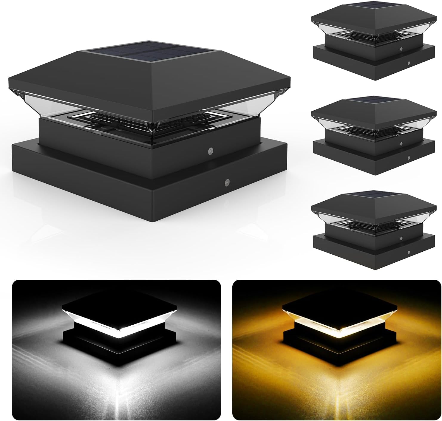NATPOW LED Solar Pfostenkappe 9x9 10x10 IP65 Wasserdicht Warmweiß Kaltweiß 4 Stück