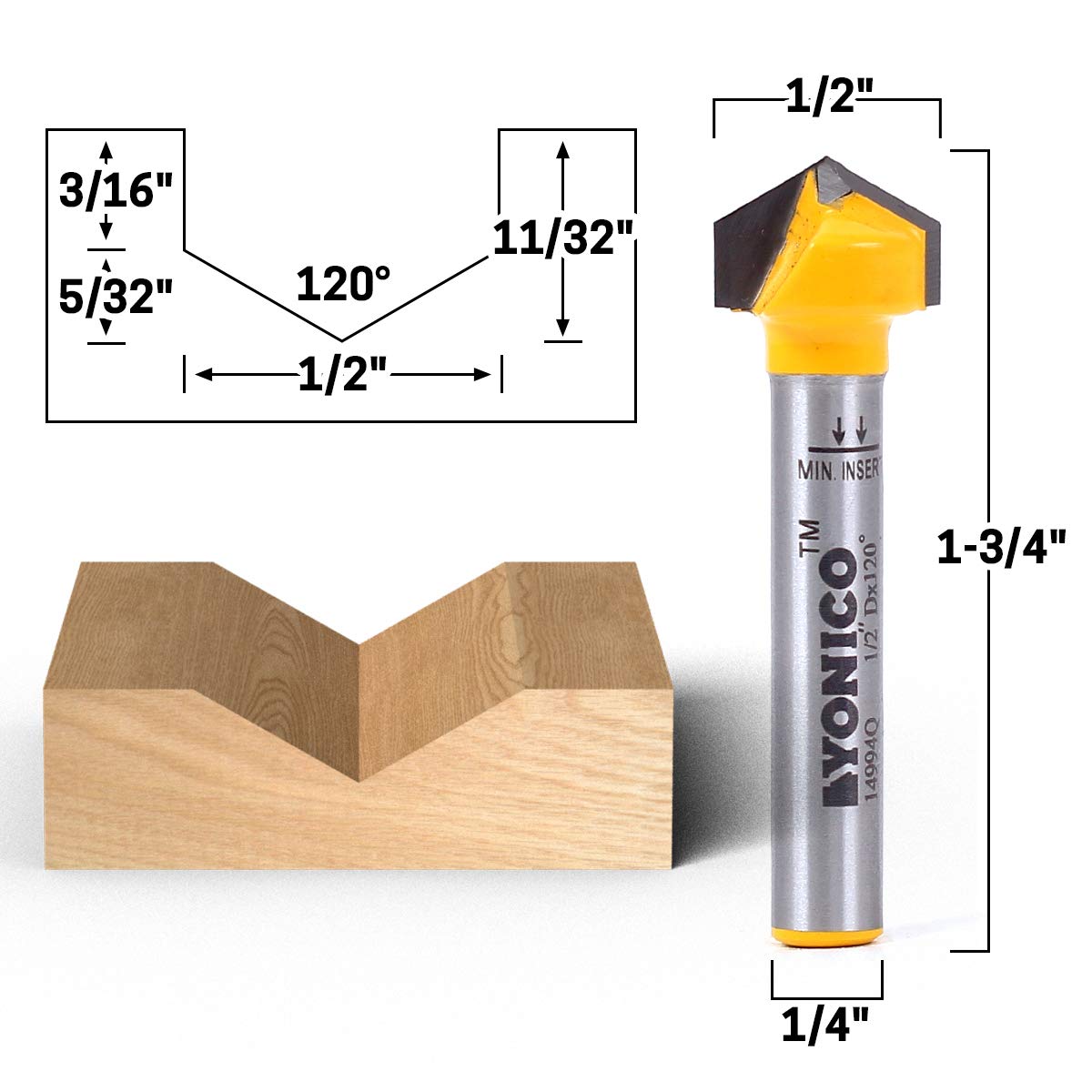 Yonico Router Table Snapklik.com : YONICO Router Bits V Groove 120 Degree X 1/2-Inch ...