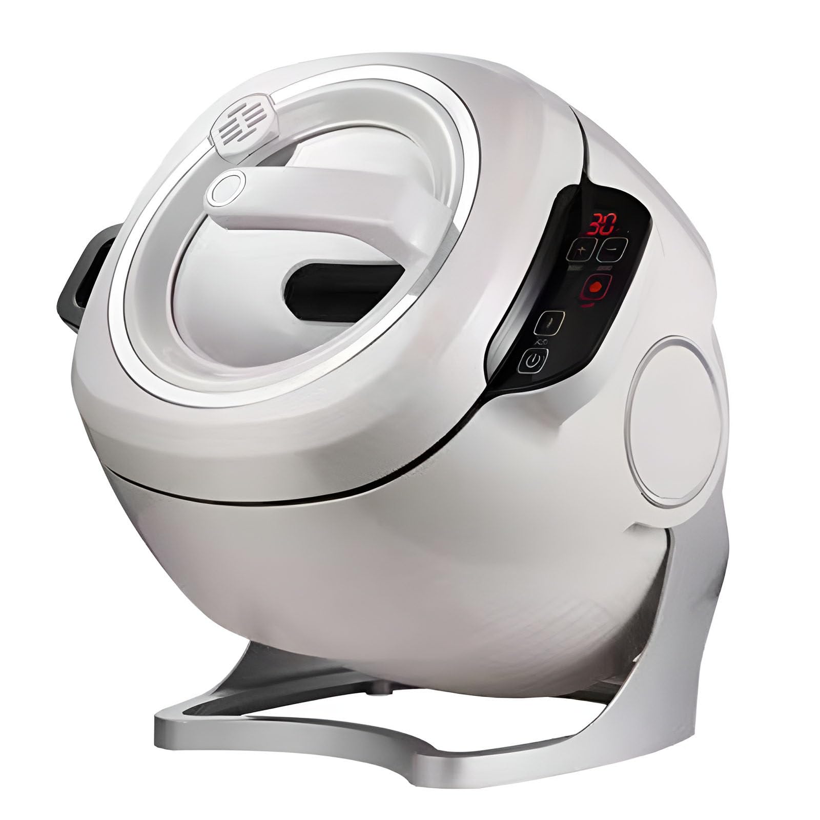 Wok électrique avec agitation automatique, rotation à 360°, démarrage en un clic, 3 vitesses pour une friture, un braisage et une cuisson faciles