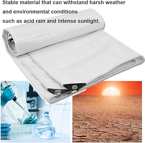 Miniatura 5 de Lonas de 8 x 20 pies resistentes al agua, lona de polietileno plateado de 0.394 in, resistente a los rayos UV, lona a prueba de rasgaduras y