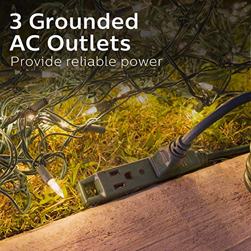 Philips Accessories 25 Ft Outdoor Extension Cord, 3 Outlet Power Cord, Use In Garage, Shed, Office Or Home, Green, Sps1035Gf/27 #TOP4