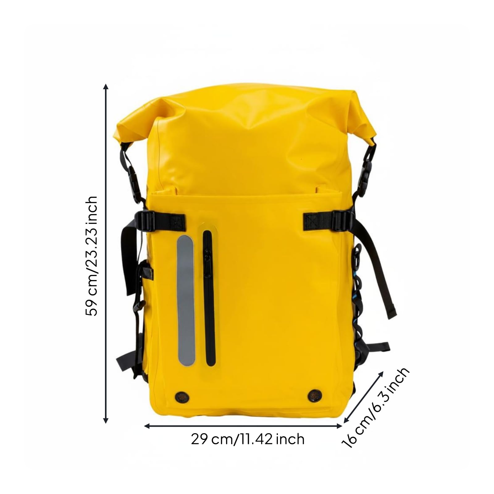 Harilla Wasserdichter Sportträger Rucksack Trockensack Seesack Tauchtasche aus PVC mit IPX7 Und Fronttasche für Zubehör für, Gelb, Gelb, 30L IPX-7 Wasserdicht, Als Schnorcheltasche Verwendbar