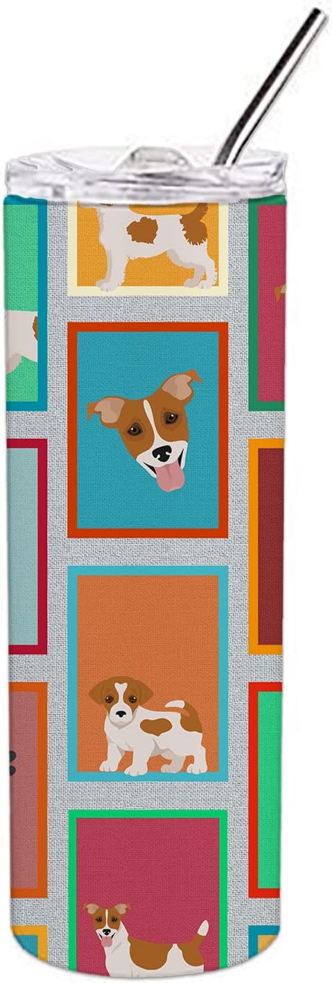 Caroline's Treasures MLM1166TBL20 Lots of Red and White Jack Russell Terrier Stainless Steel 20 oz Skinny Tumbler Vacuum Double Walled Reusable Insulated Tumbler Travel Cup for Coffee Cocktails Gift w