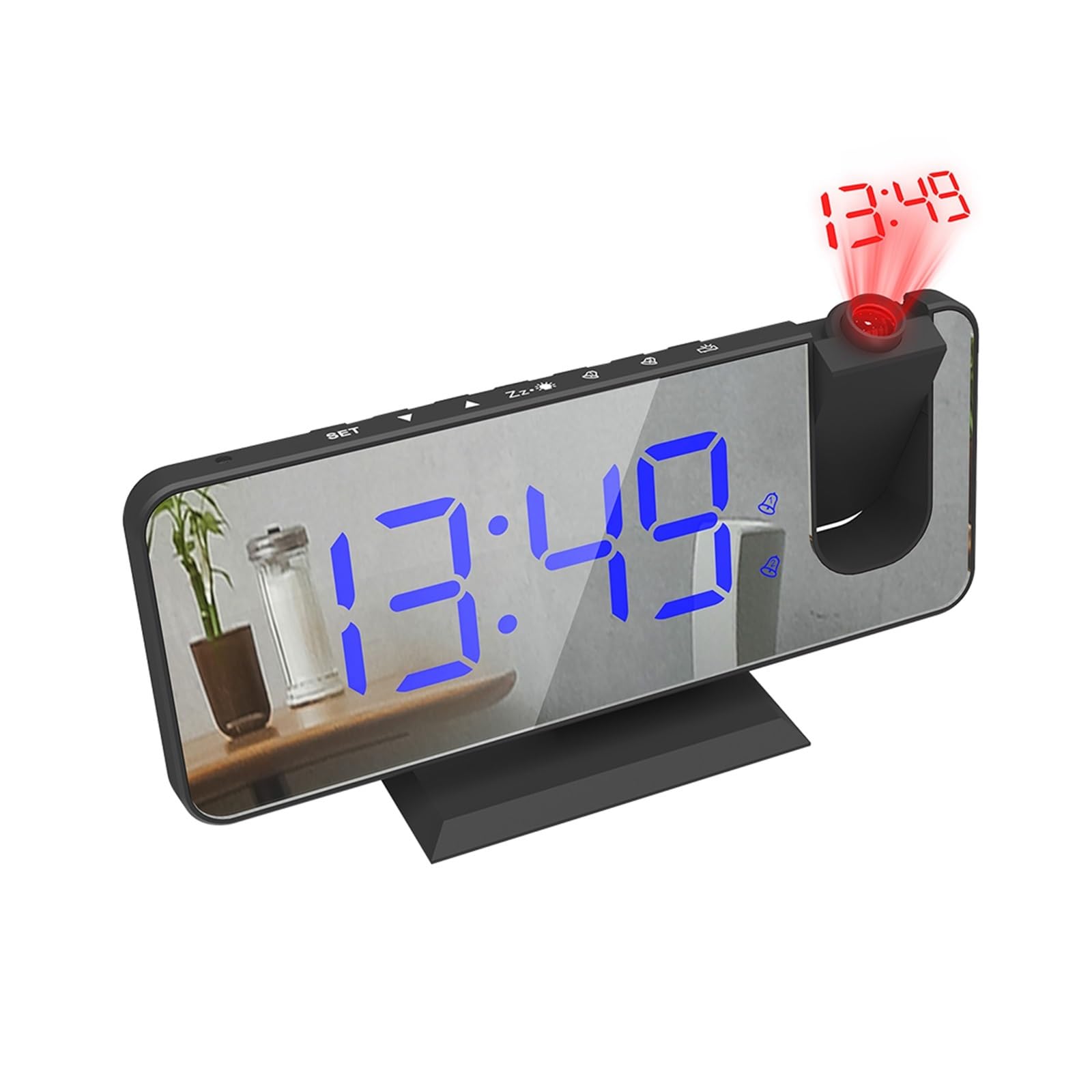 KOESRXNQW LED Digital Smart Alarm Clock Watch Table Electronic Desktop Clocks USB Wake Up With 180° Time Projection Snooze Clear Projection(Blue B)