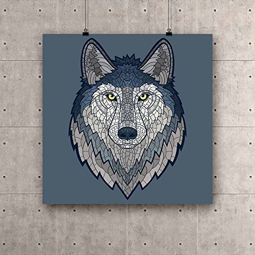 Image of ArtzFolio Wolf Head Mascot | Unframed Premium Canvas Painting for Bedroom & Living Room | 20 x 20 inch (51 x 51 cms)