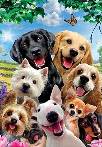 Wowdecor DIY Malen nach Zahlen Kits Geschenk für Erwachsene Kinder, Malen nach Zahlen Home Haus Dekor - Hund Mops Familie Schmetterling Blauer Himmel 40 x 50 cm ohne Rahmen Cover