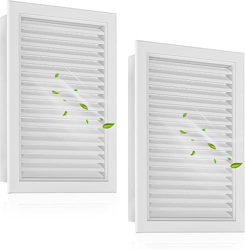 Miniatura 10 de Juego de 2 rejillas de ventilación de aluminio a dos aguas de 12" x 12" con diseño cribado para una refrigeración efectiva del ático y el cobertizo,