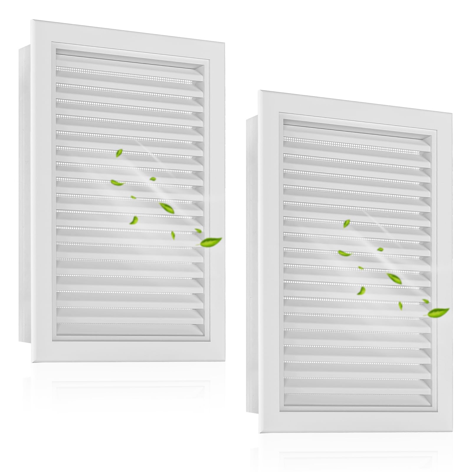 2-Pack Paintable Gable Vents - 12" x 18" Aluminum with Screen, Maximize Ventilation in Attics and Sheds, Vent Opening: 10" x 16"