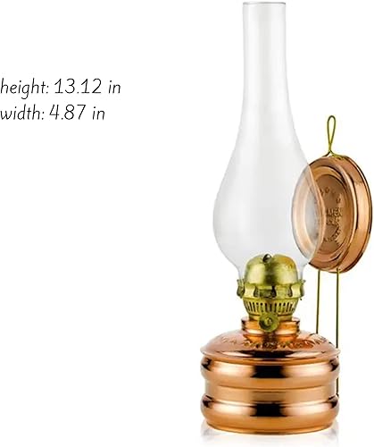 Miniatura 6 de Lámpara de aceite de cobre tradicional hecha a mano con chimenea de vidrio, linterna de queroseno vintage, lámpara de mecha oriental antigua para