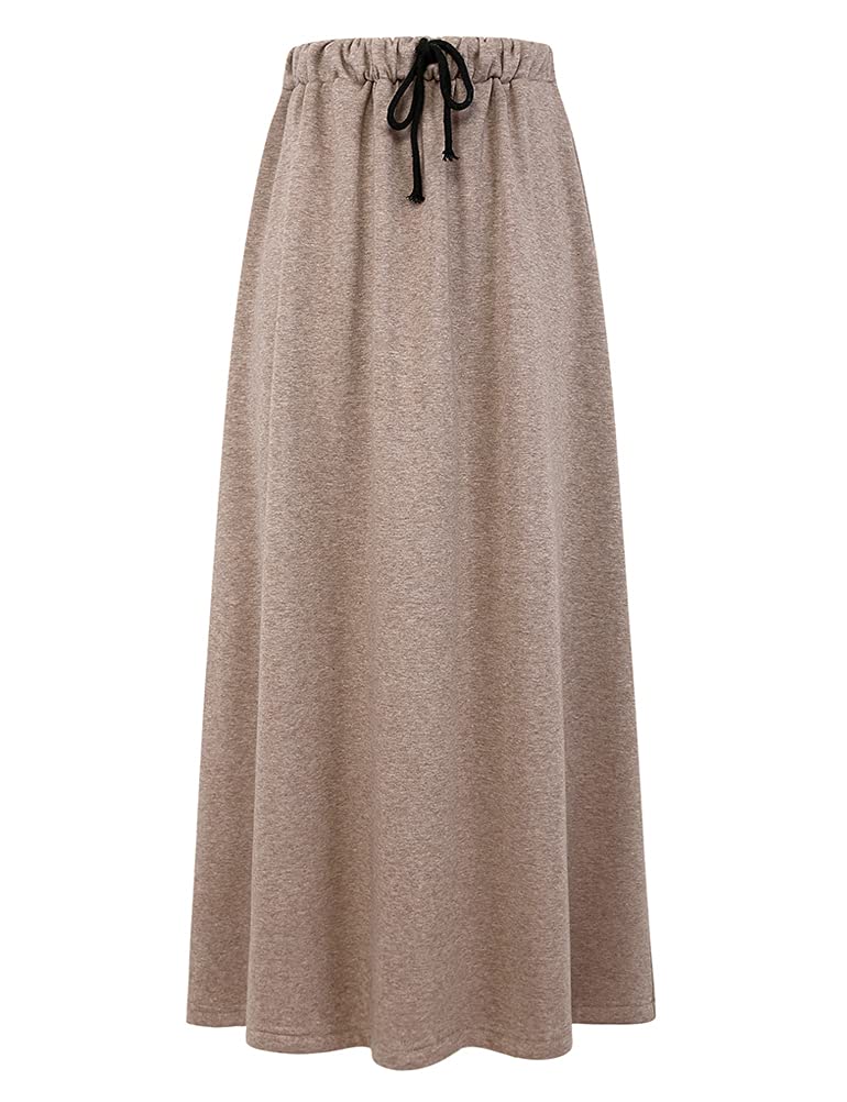 XiaowhiteLong Fleece Lined Winter Skirts Casual Elastic Waist Aline Maxi Warm Skirts
