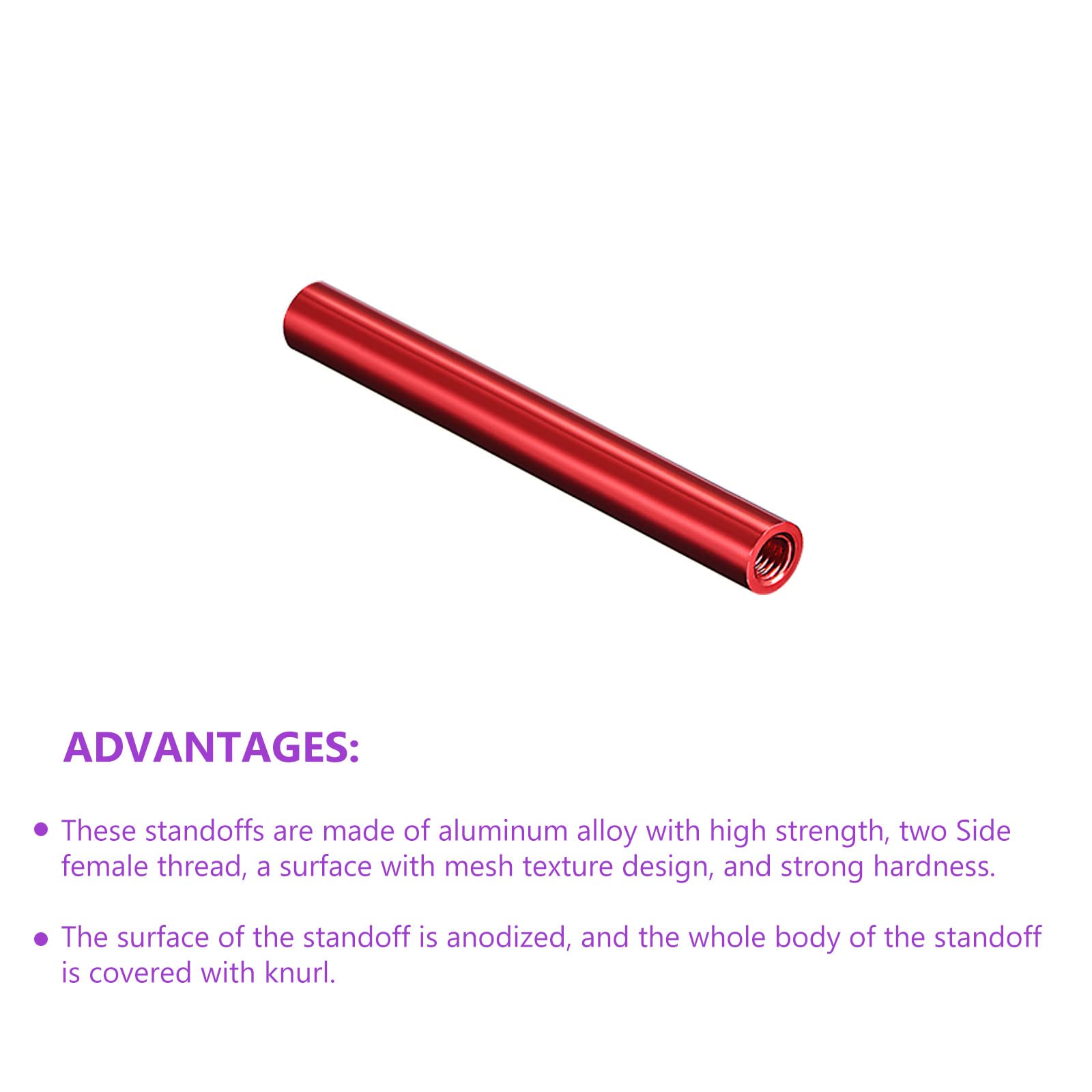 DMiotech 5 Pack M3x90mm Aluminum Spacer Column Aluminum Standoffs Round Spacers Model Spacing Screw Post for RC Red - Image 4