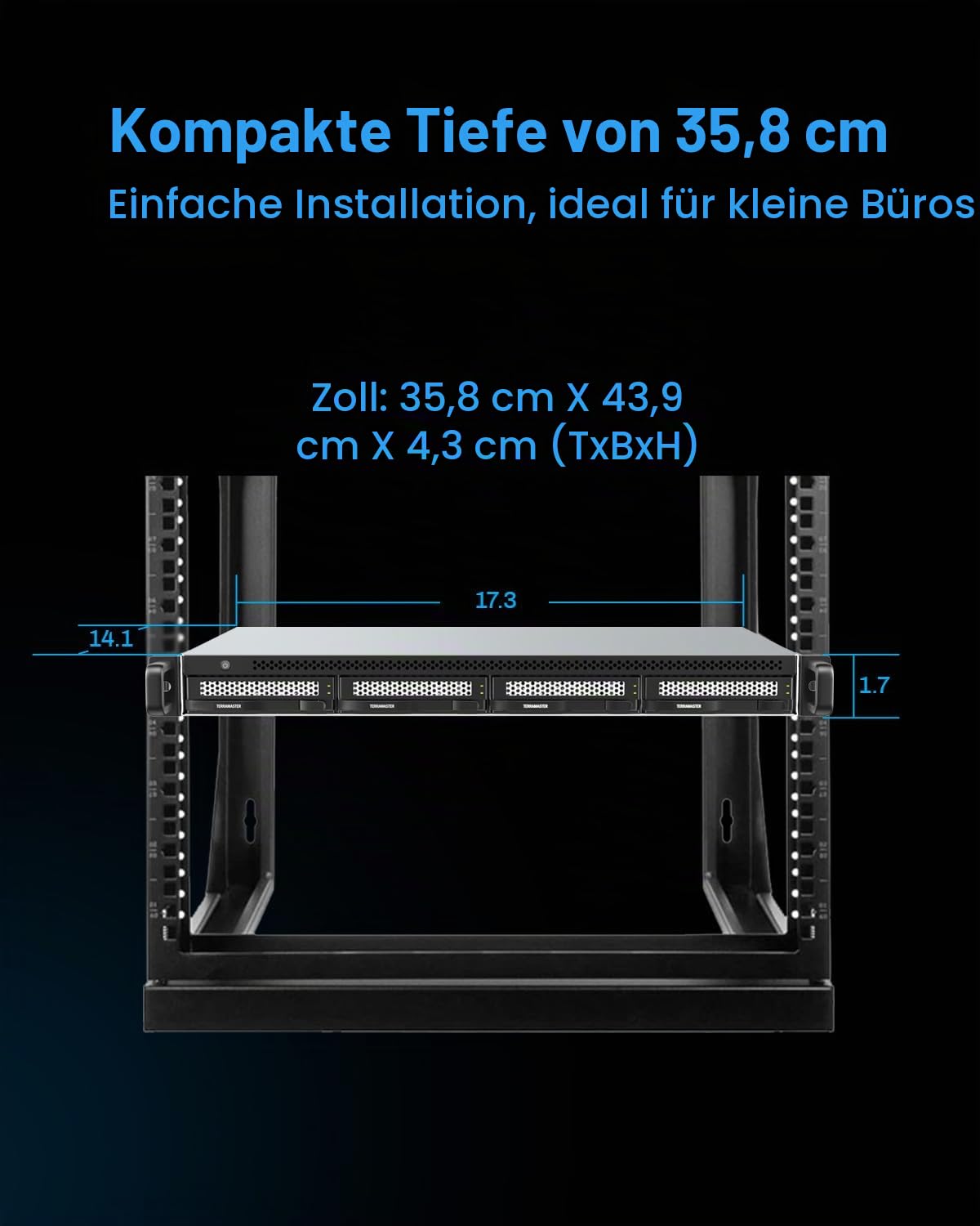 TERRAMASTER U4-500 4Bay Ultra-Short Rackmount NAS für Unternehmen (Diskless)