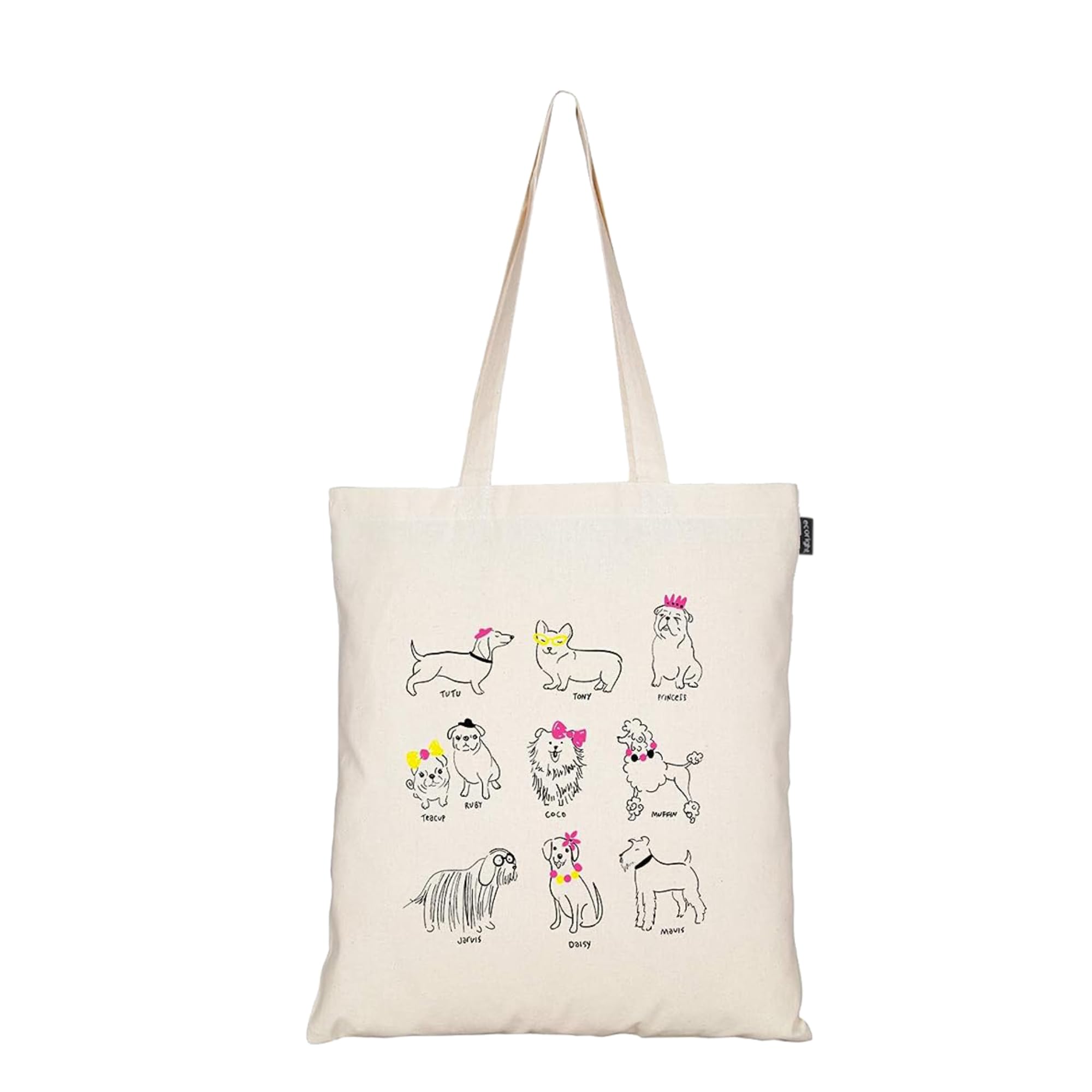Eco Right Borsa Stoffa Shopper, Cotone Tote Bag, Borsa Donna, Borsa tote Tracolla cotone e tela con manici stampa, Borsa shopper riutilizzabile ecocompatibile lavabile