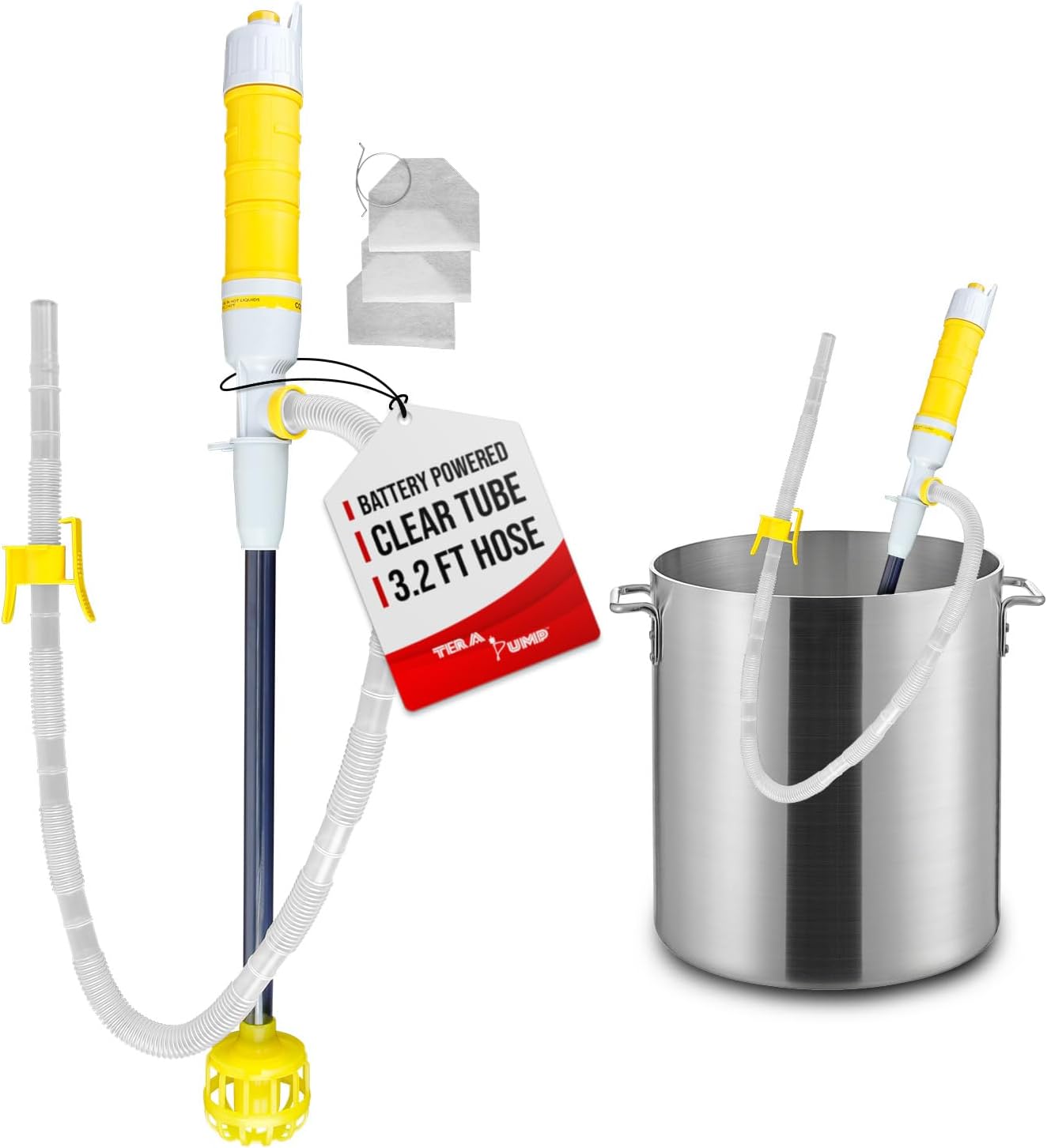 TERA PUMP Battery Powered Outdoor Cooking Oil Filter Pump for Warm Cooking Oil - BPA Free Transfer Pump - TRCOOK03