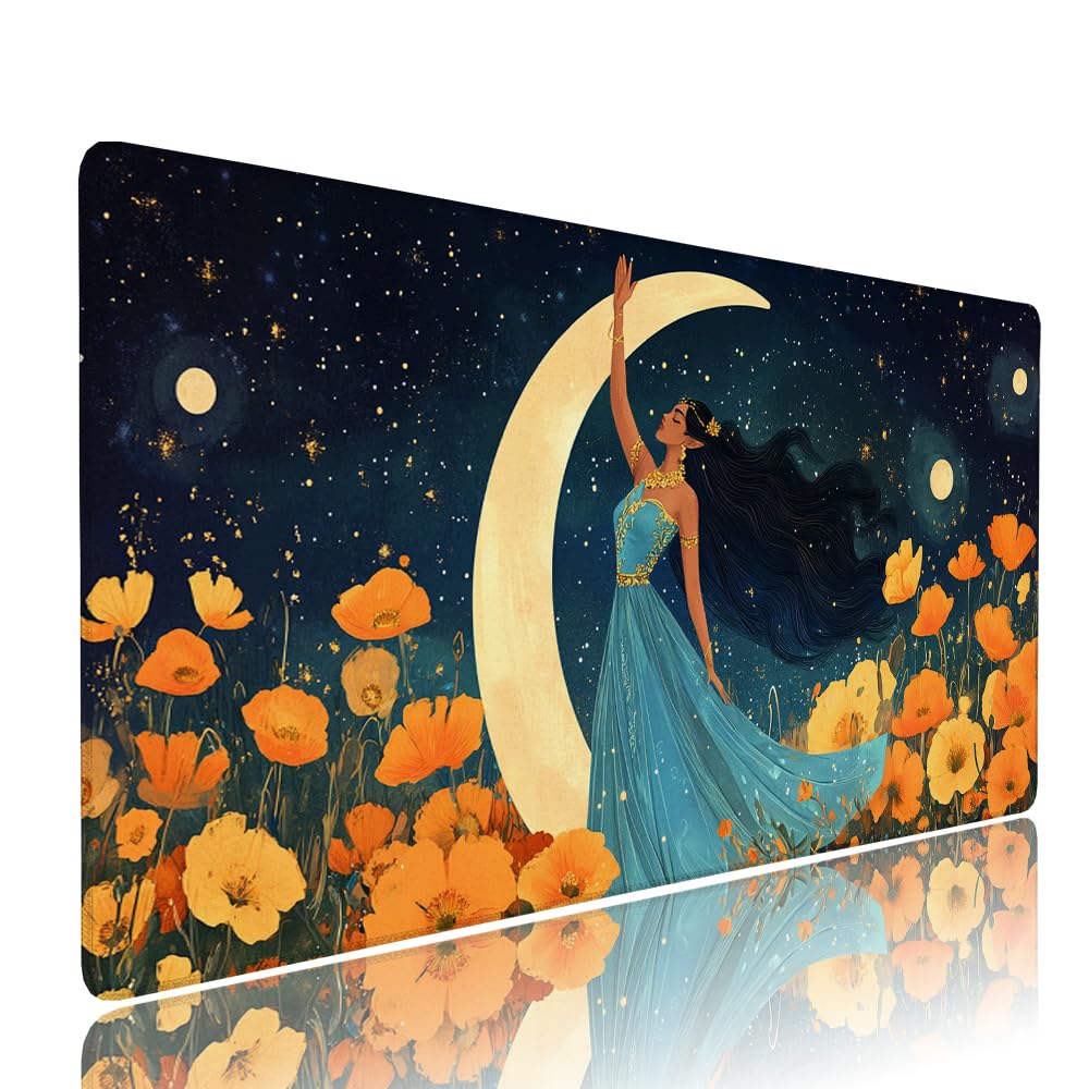 Alfombrilla de Mouse para Juegos, Giallo, XXL, Antideslizante, Impermeable, Diseño de Donna, Extendido, Grande, 1200x600x3mm, para PC, Laptop, Ufficio, Famiglia d-615