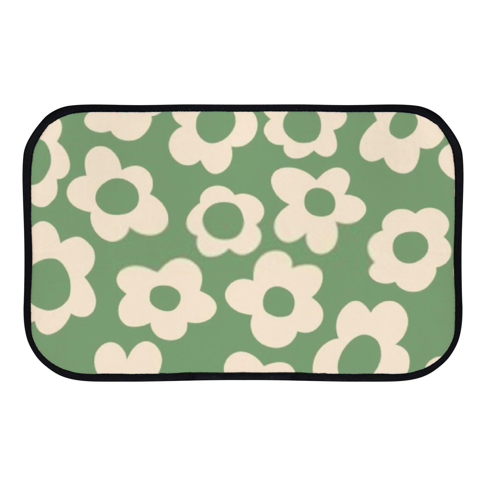Nuansexi Bathroom Rugs Vintage Groovy Flowers Green Floor Mats Non Slip Bathmat Doormat Tub Mat Coral Velvet Absorbent Entrance Carpet Mats Machine Washable Bedroom Decor