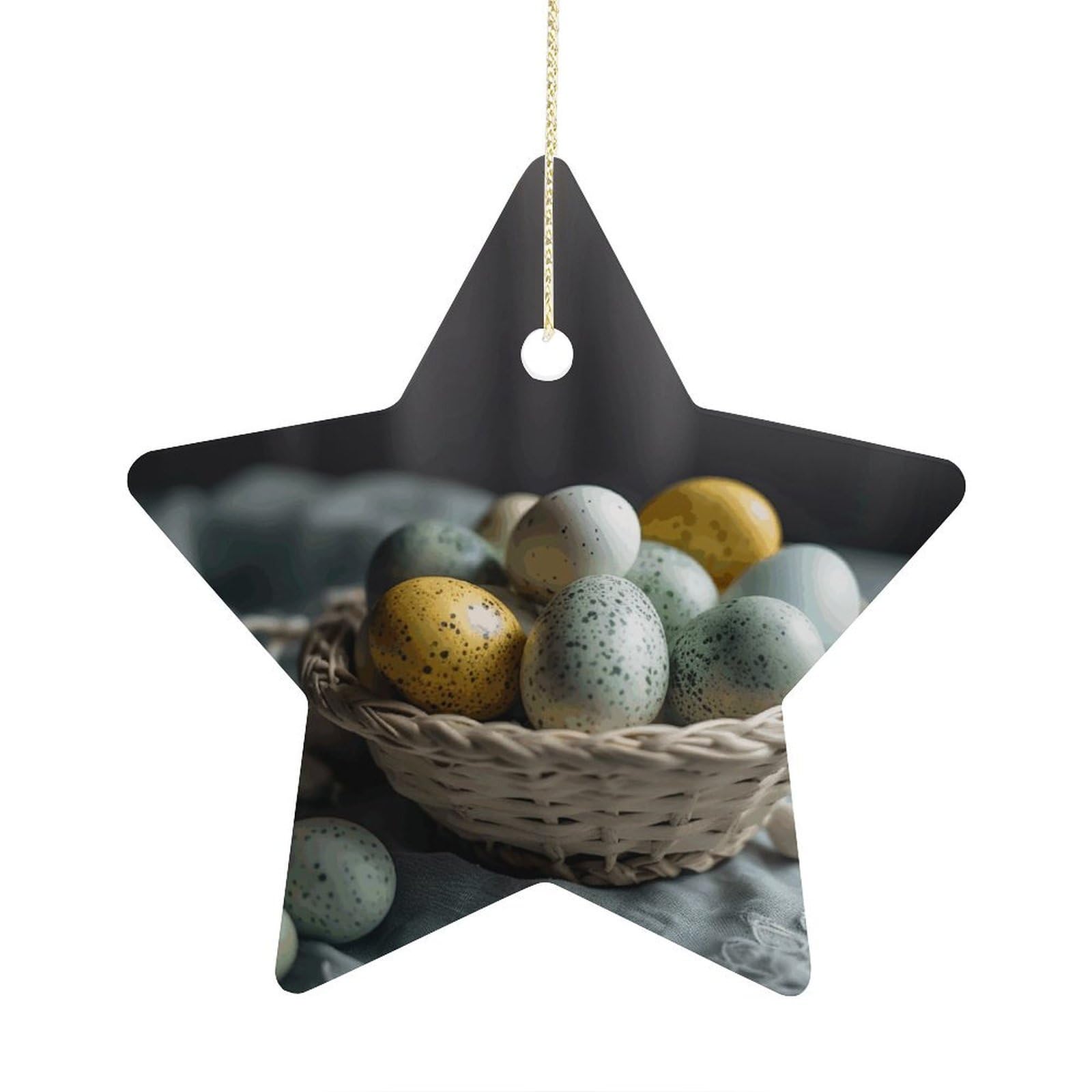 Fodpand Women's Style Easter Egg Basket Ornament With String, Keepsake Hanging Decorations,Ceramic Ornaments For Men Indoor Home Holiday Party Gifts