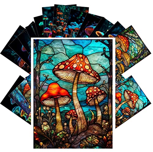 Cartes postales vintage à offrir | Coffret 24 cartes de vœux rétro champignon néon trippy