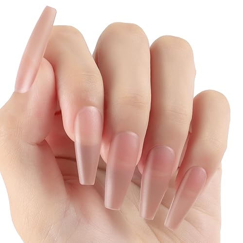 Wellquinn Puntas de uñas de gel suave de cobertura completa, puntas de uñas precoloreadas y preliminadas, uñas postizas de ataúd, puntas de gel para
