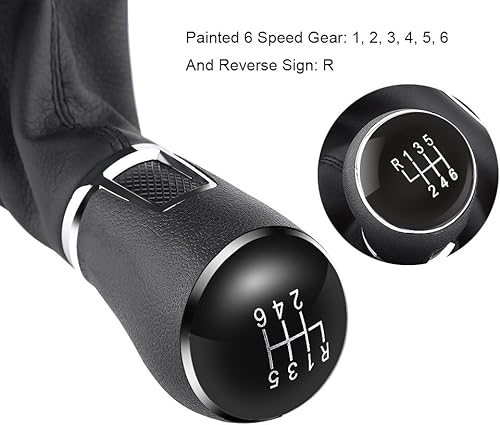 Miniatura 3 de Keenso Kit de cubierta de palanca de cambios manual de 6 velocidades, polaina de palanca de cambios de cuero negro