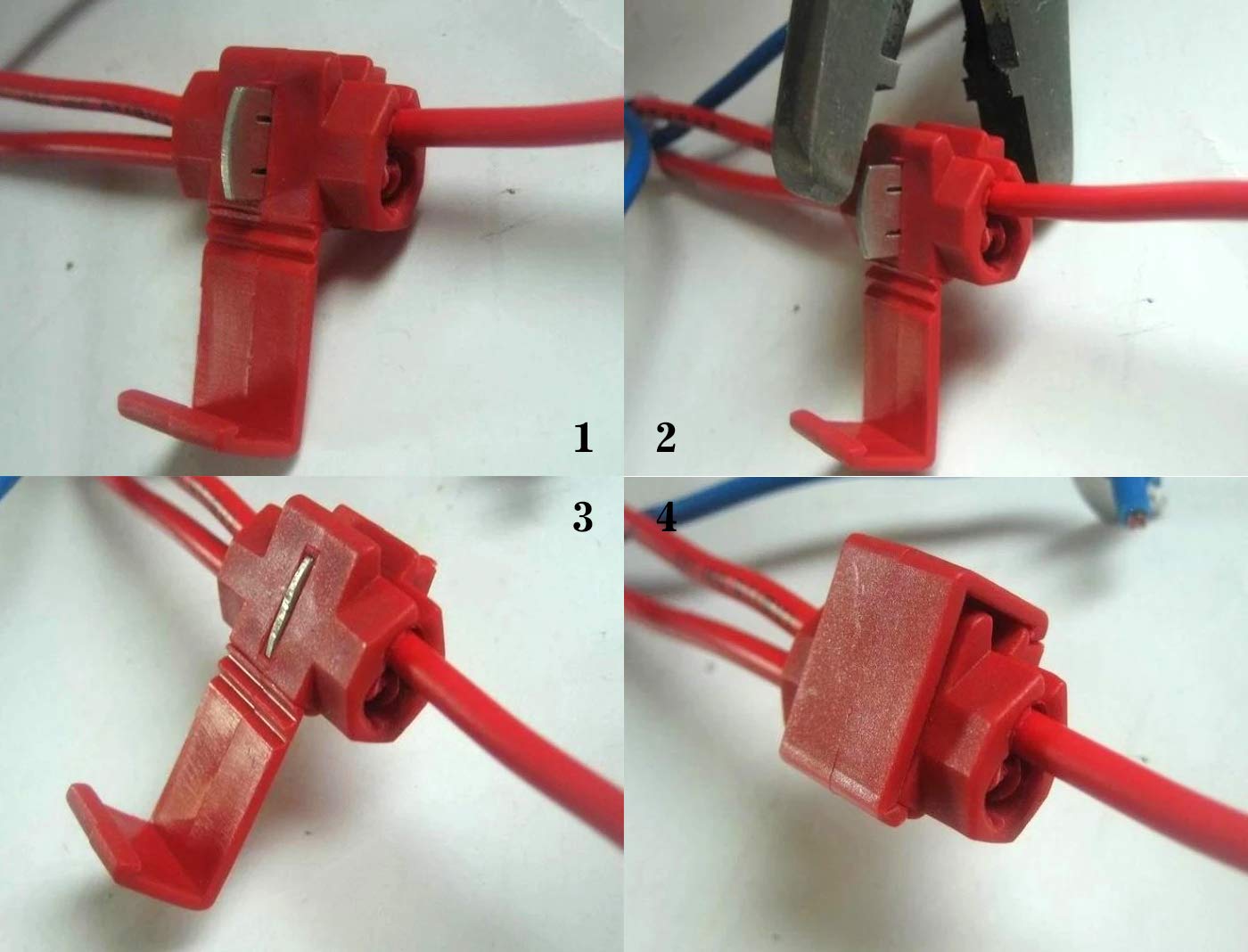 100 Pcs Red Solderless Scotch Lock Wire Connectors 22-18 Gauge, Double Run or Tap Quick Splice Electrical Wire Terminals Connector