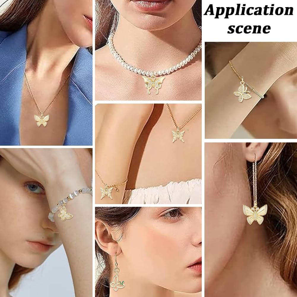 Beebeecraft 1 Box 12Pcs Shiny Butterfly Charms Cubic Zirconia Pendant Charms Real 18K Gold Plated Insect Animals Aesthetic Small Pendants for Jewelry Making Necklaces Bracelets Earrings DIY Crafts - Image 5