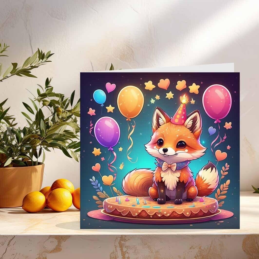 MT04 Biglietto d'auguri di compleanno con volpe - Ankorstore