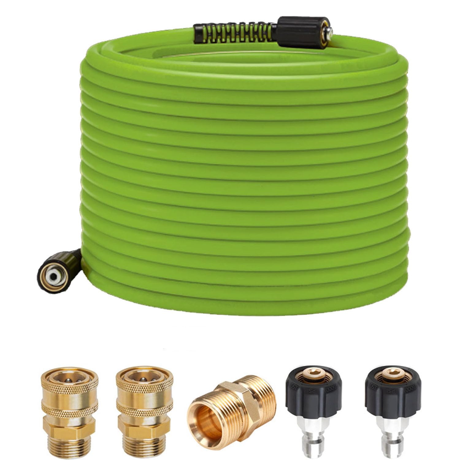 Tubo per Idropulitrice,15 m x 0.6 cm,con 5 pezzi Connettore Rapido,Tubo ad Alta Pressione con Raccordi M22 da 14 mm - 3600 psi