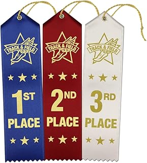 RibbonsNow Cintas de pista y campo 1º - 2º - 3er lugar con tarjeta y cuerda