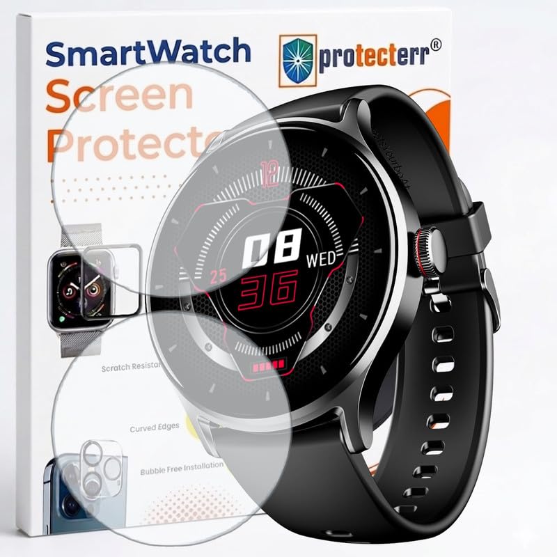 Image of 2-Pack Screen Protector for Boat Lunar Vista 1.52 inch Smartwatch - Flexible TPU Screen Guard, HD Clear, Anti Scratch, Bubble Free, Full Coverage Film - Not Tempered Glass