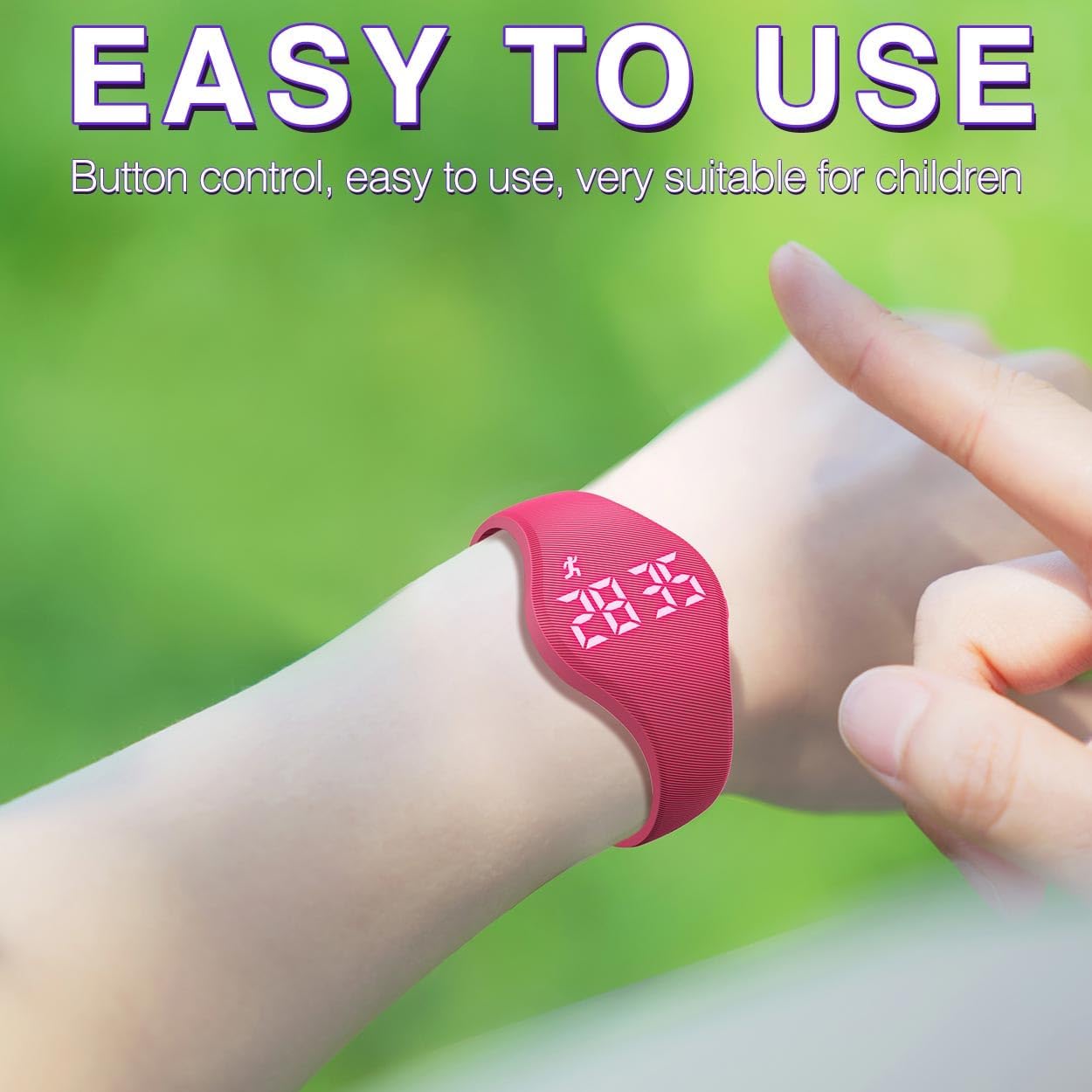Kids Led Digtial Fitness Tracker Watch for Ages 5-15, No App Waterproof Wristwatch, with Pedometer Step Counter Alarm Clock, for Children Goys Girls Teens (Purple) image 3