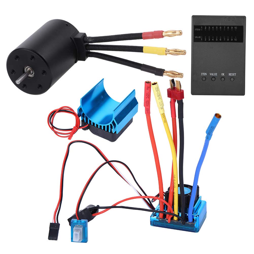 Kombinacja silników RC VGEBY, silnik 3650 3900 Kv + bezszczotkowy regulator + radiator + zestaw kart programowych Akcesoria kompatybilne z modelami samochodów RC (120A)
