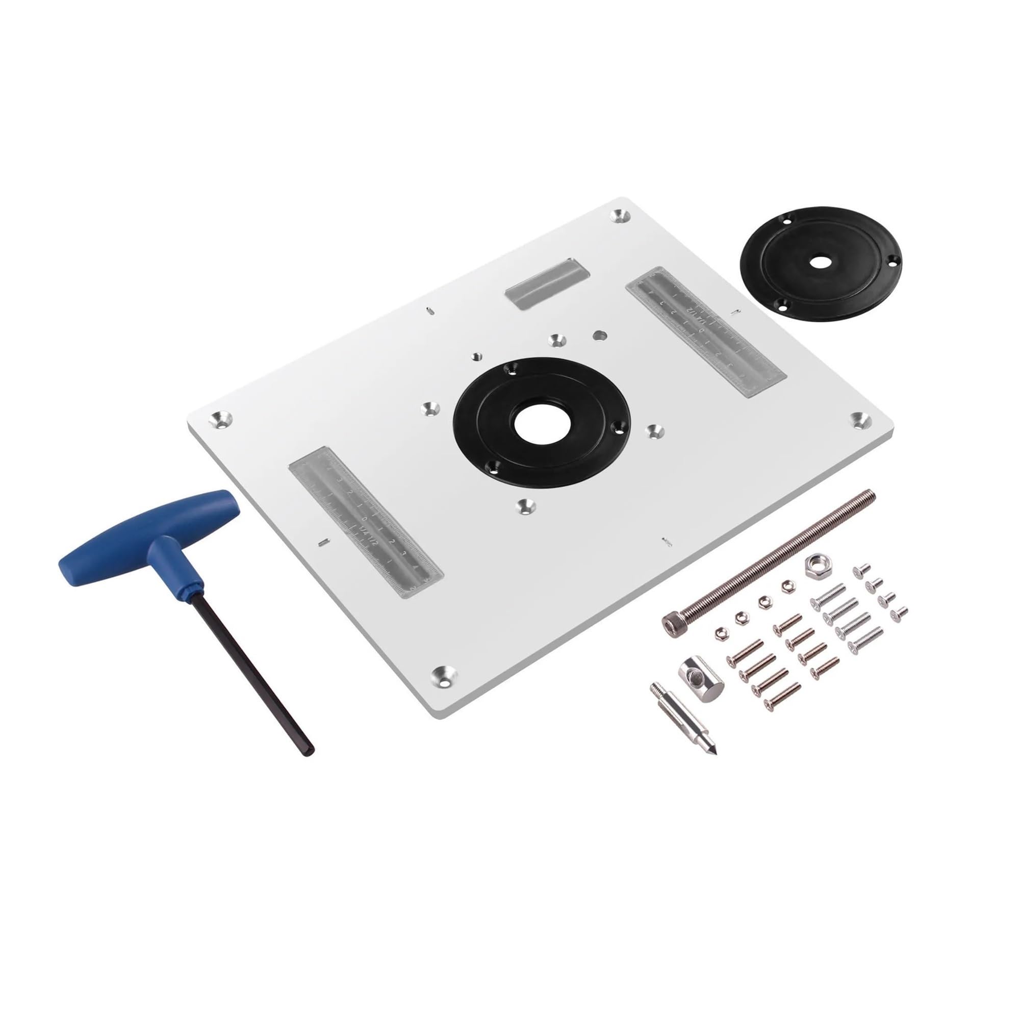 Uniwersalna Wielofunkcyjna Elektryczna Frezarka Do Drewna Przycinania Flip Plate Prowadnica Stołu Router Wkładka Płytka Obróbki Precyzja, Odporność Na ZużYcie(Black)