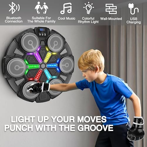 image for Awinto Music Boxing Machine Sport Toys for Kids,3 Modes Wall Mounted B