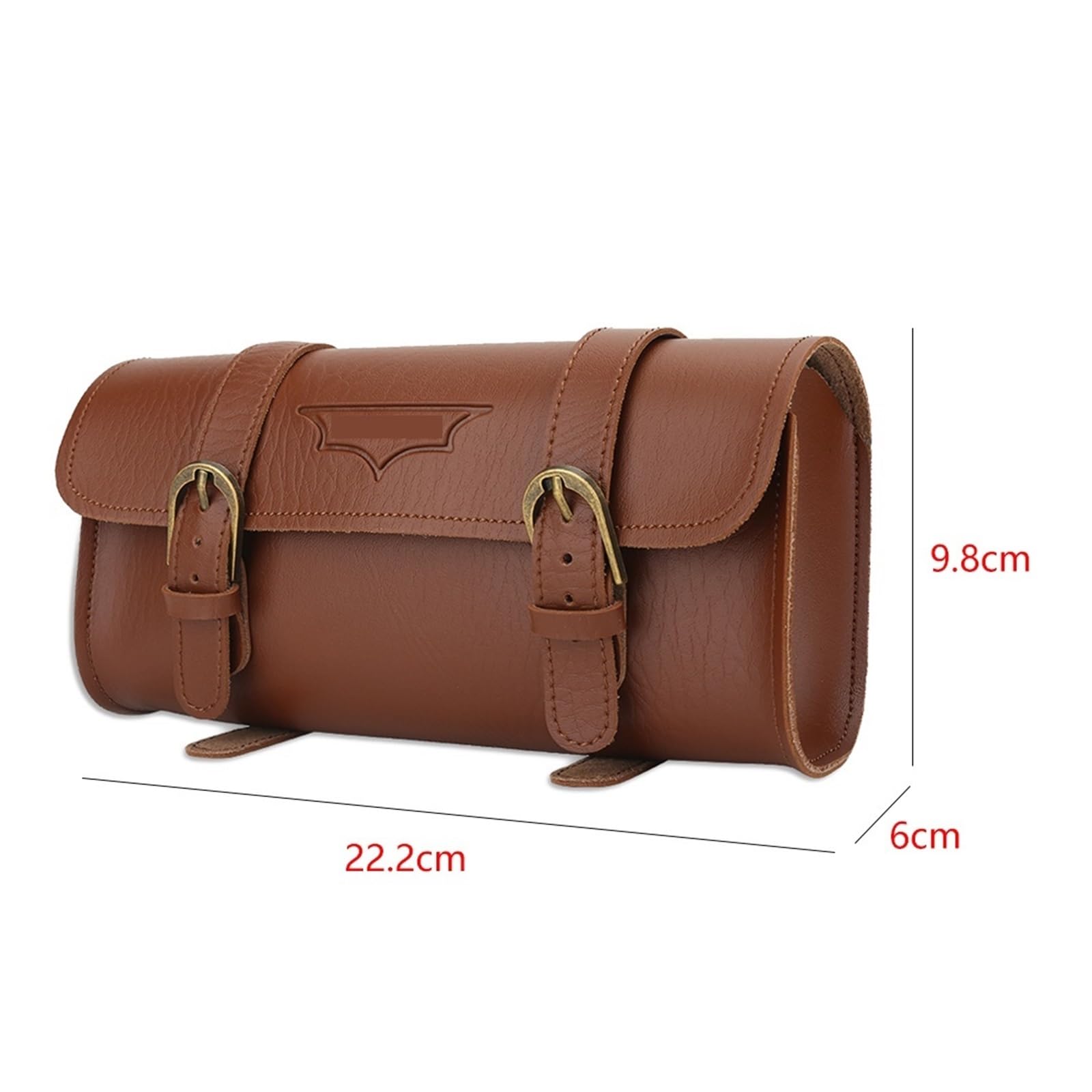 Sac Vélo En Cuir Ancien – À Fixer Sur Le Cadre Ou Sous La Selle, Patch Cœur, Occasion