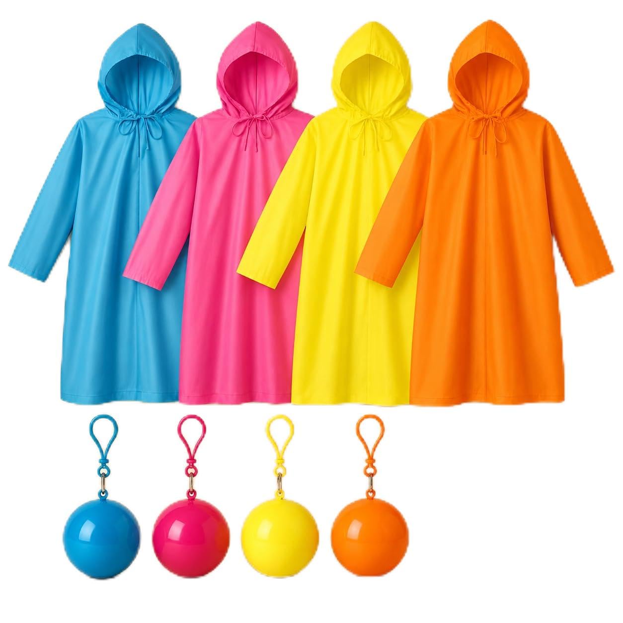 Portable Hooded Waterproof Rain Poncho with Ball Keychain-image-39