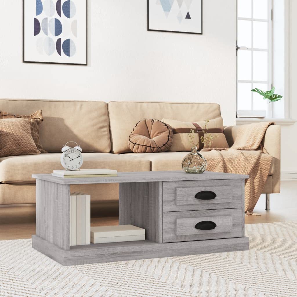 Table basse Sonoma gris finie la pagaille au salon grâce aux tiroirs