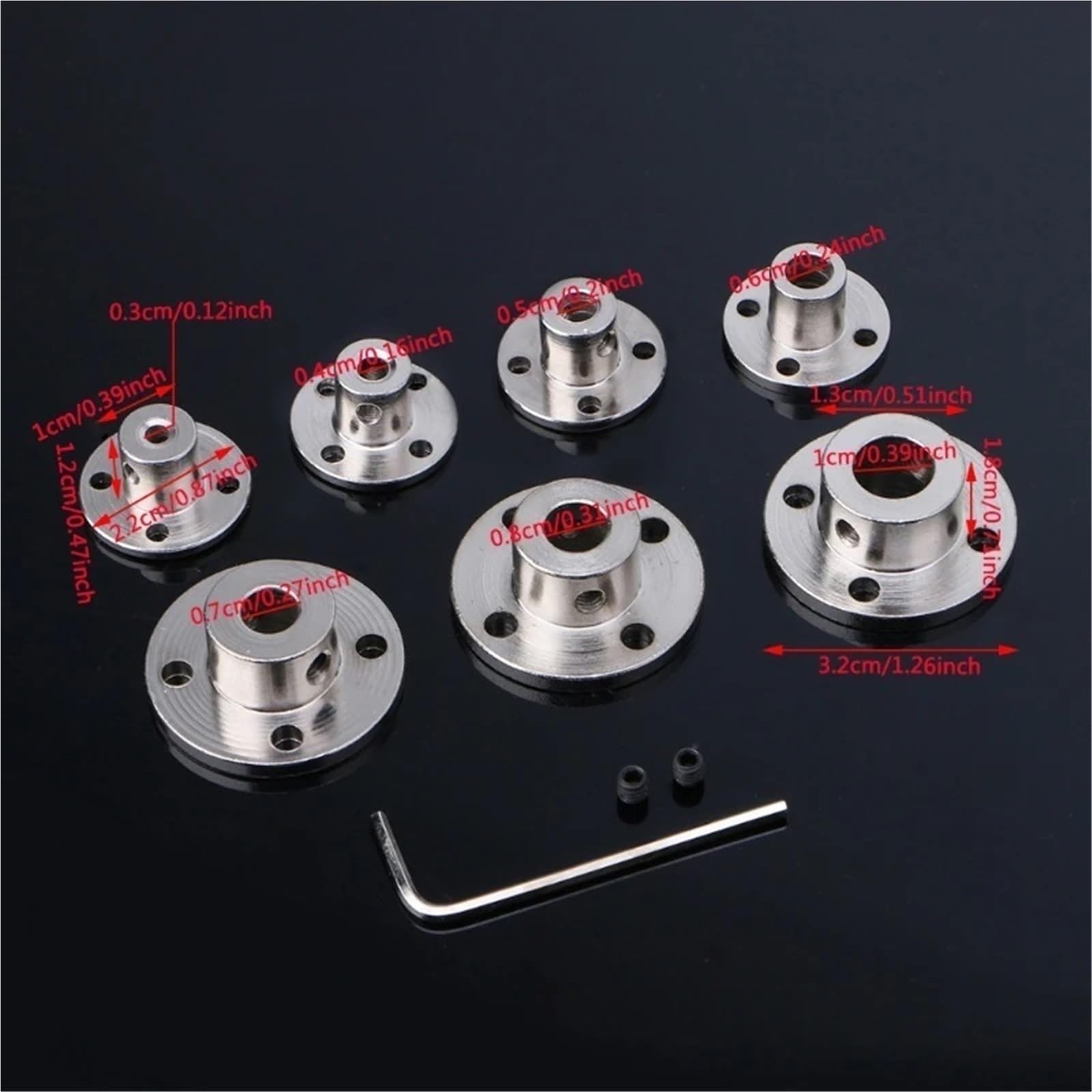 Accouplement à bride en fer avec 5 vis, adaptateur d'arbre de moteur plusieurs tailles(12x18mm)