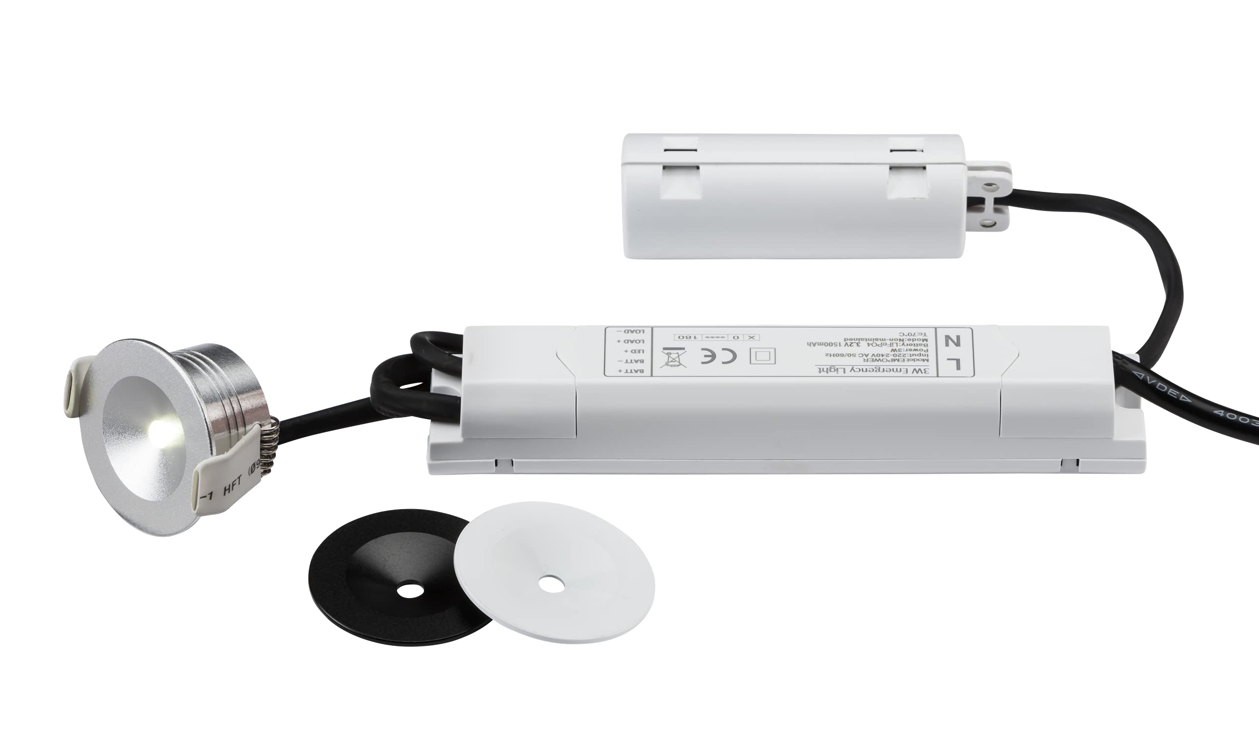 Knightsbridge EMPOWER3 230V IP20 3W LED Emergency Downlight, 34mm, White, Black