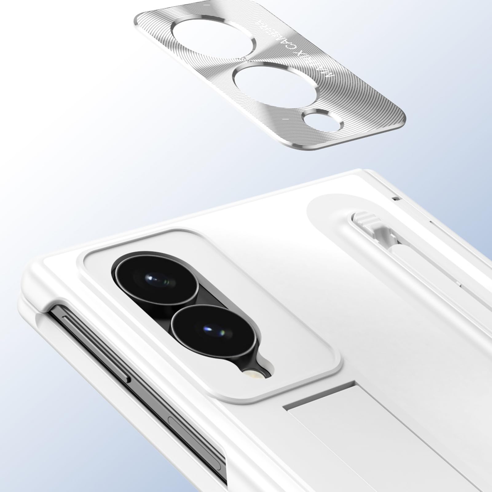 Custodia Sottile For Samsung Galaxy Z Fold 8, Cover Protettiva For Schermo Lente Avvolgente Ammortizzante Supporto Regolabile Antiurto Leggero Portapenne For PC Cerniera(White)