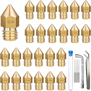 MK8 Ender 3 Nozzles 0.4MM, 24 pcs 3D Printer Brass Nozzles, MK8 Extruder Nozzles Kit for Makerbot Creality CR-10 Ender3 V2 Ender3 Pro with 3D Printing Accessories (Nozzle & Cleaning Kit)