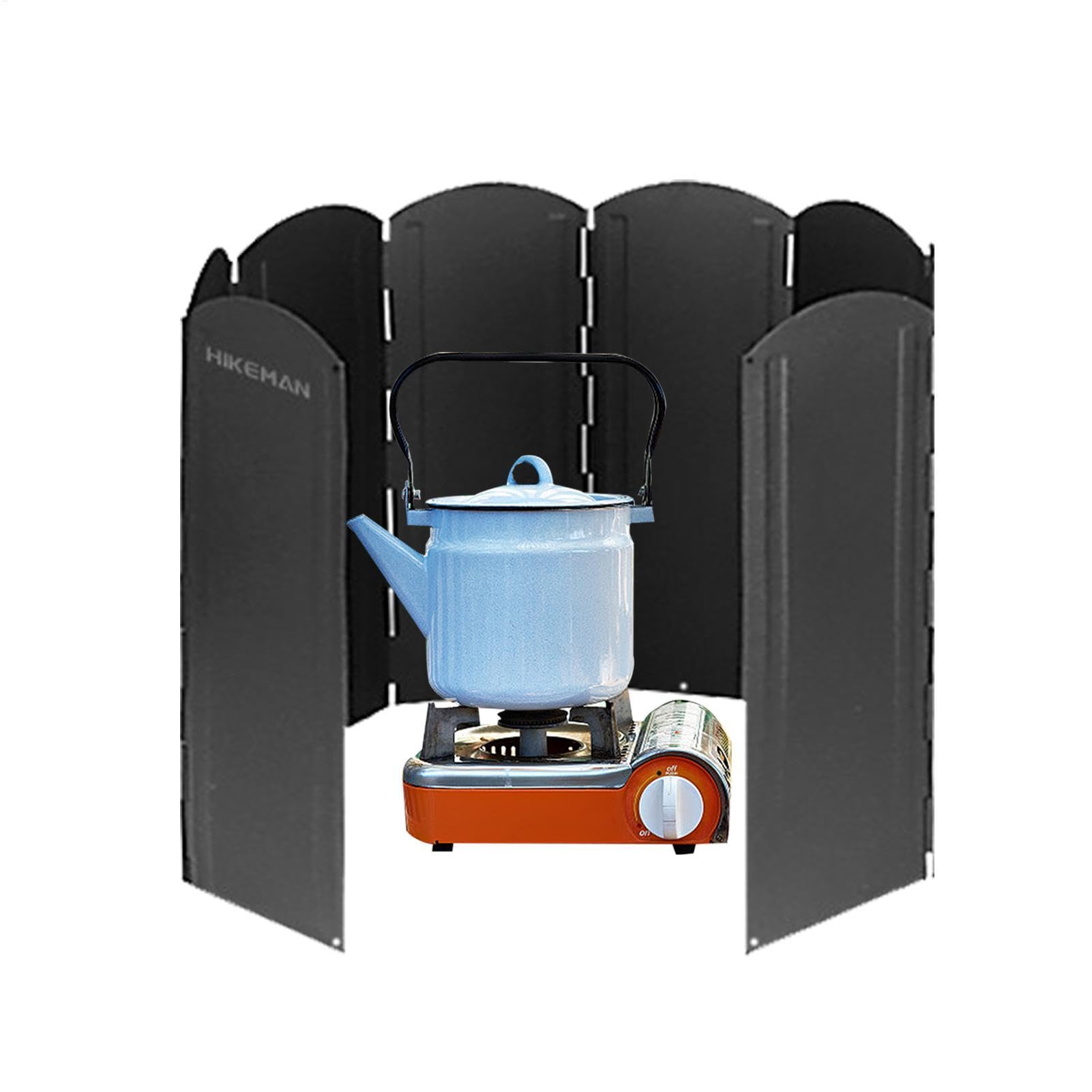 Paravento per fornelli da campeggio – parabrezza pieghevole – per esterni – nero grande parabrezza, barbecue da campeggio, falò, fornelli pieghevoli, per barbecue all'aperto, fornelli a gas